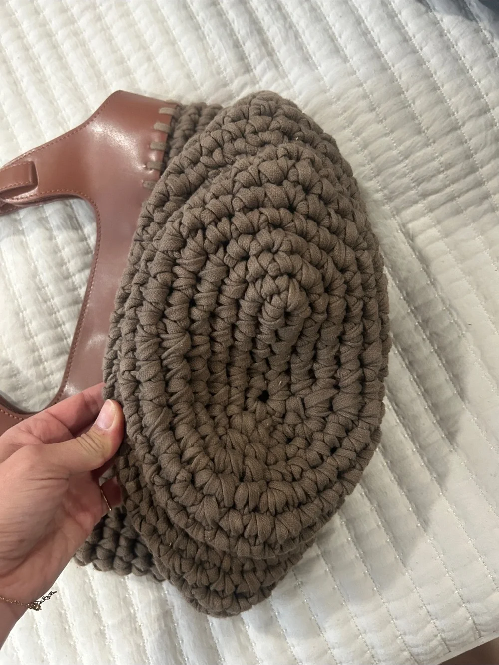 Free People Woven Bag in Olive Brown - Stylish Everyday Carry - Picture 5 of 9